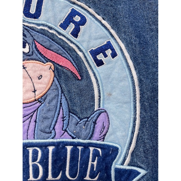 VTG Disney Eeyore True Blue Denim Sherpa Lined Jacket XL - Picture 5 of 9
